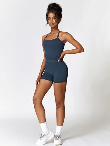 ABOCIW Workout Sets for Women 2 Piece Padded Sports Bra Tank High Waist Booty Gym Shorts Active Yoga Outfits thumbnail 4
