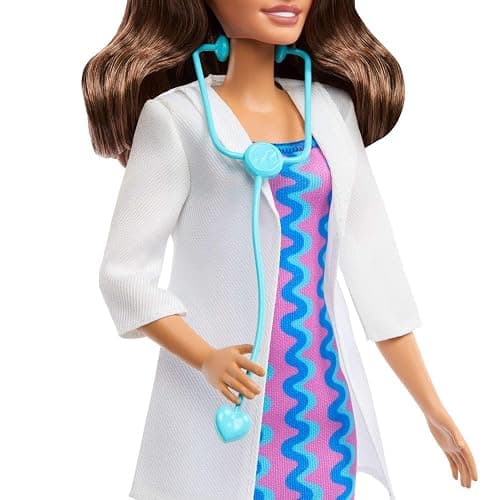Barbie Careers Doctor Fashion Doll Wearing Removable Look with White Coat, Dress & Shoes, Plus Stethoscope Accessory thumbnail 3