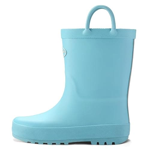 K KomForme Kids Rain Boots, Waterproof Rubber Matte Boots with Easy-on Handles - Image 1