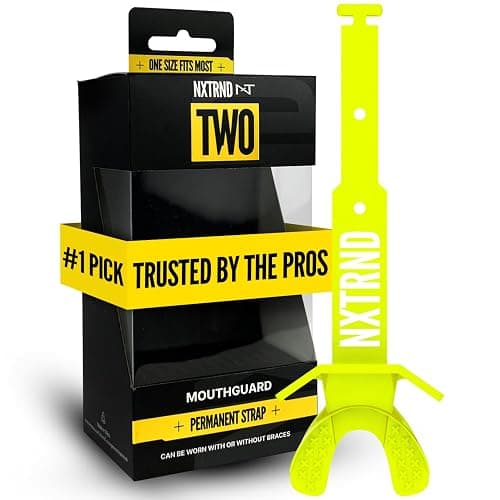 Nxtrnd Two Football Mouth Guard, Football Mouthpiece with Strap, Fits Adult & Youth (Neon Yellow) - Image 1
