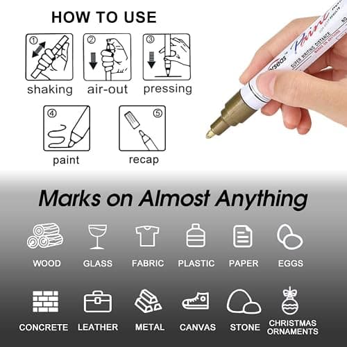 Overseas Permanent Paint Pens Red Markers - 2 Pack Single color Oil Based Paint Markers, Medium Tip, Quick Drying and Waterproof Marker Pen for Metal, Rock Painting, Wood, Plastic, Canvas, Mugs thumbnail 7