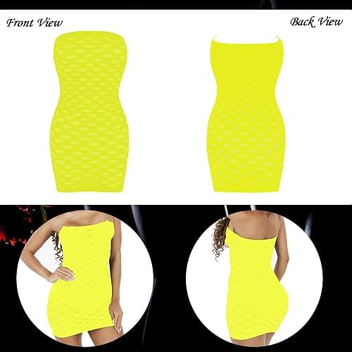 Geyoga 12 Pieces Women's Fishnet Lingerie Mesh Babydoll Bodysuit Lace Smock Lingerie for Women (Fresh Color) thumbnail 6