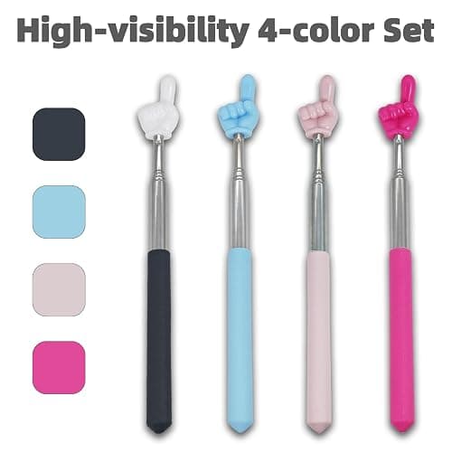 4 PCS Telescopic Pointer Stick - Retractable Teacher Pointer for Classroom, Extendable Reading Pointer for Kids, Bright Colored Presentation Pointers thumbnail 2