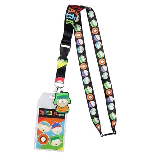 South Park ID Badge Holder Lanyard w/ 2" Kyle Rubber Pendant and Collectible Stickers - Image 1