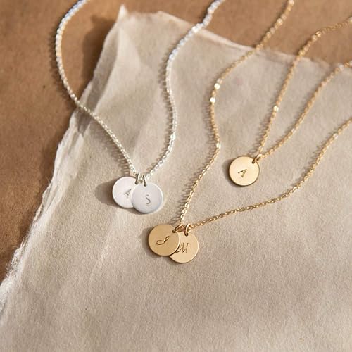 Endless Story Initial Necklaces for Women, Sterling Silver, 14K Gold Filled Custom Dainty Letter Necklace, Initial Necklace, 9mm Disc Pendant, Mom Necklace, Gift for Mom, Daughter, Grandma thumbnail 5