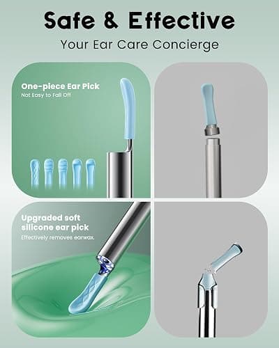 LEIPUT Ear Wax Removal - Ear Cleaner with 1080P Camera - FSA&HSA Black | IP67 waterproof lens - 6 Soft silicone ear scoops for Home - HD visual with 6 LED - 7 Pcs ear set - WiFi for iOS & Android thumbnail 5