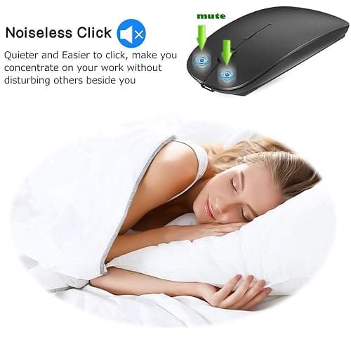 KLO Rechargeable Bluetooth 5.2/3.0/Type-C/USB-2.4G Mouse for MacBook/MacBook air/Pro/iPad, Wireless Mouse for Laptop/Notebook/pc/iPad/Chromebook (Black) thumbnail 6