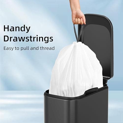 120 Counts 1.6 Gallon Mini Drawstring Trash Bags, Small Garbage Bags by KSSKSS, Code a fit 4.5-8 Liter, 1.2-2 Gal, White Trash Bin Liners for Home Office Kitchen Bathroom Bedroom thumbnail 4