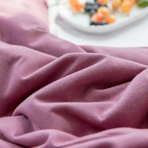 AMWAN Modern Purple Mauve Solid Cotton Duvet Cover with 2 Pillowcases, King Size, Knit Comforter Cover, Luxurious Bedding Set thumbnail 6