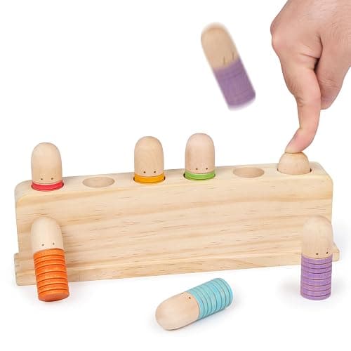 TotataTree Wooden Pop Up Puppets|Wooden Cause and Effect Toys for Boys & Girls, Montessori Color Matching Toys,Special Festival Gift for Kids 2 3 4 - Image 1
