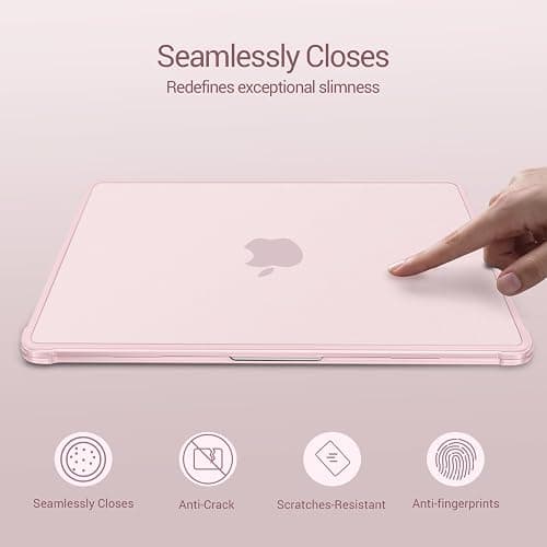MOSISO Compatible with MacBook Air 13 inch Case M5 M4 M3 M2 2026-2022 | Hard Case&Keyboard Skin&Screen Film&Type C with TPU Bumper for MacBook Air 13.6, A3449 A3240 A3113 A2681, Pink thumbnail 5