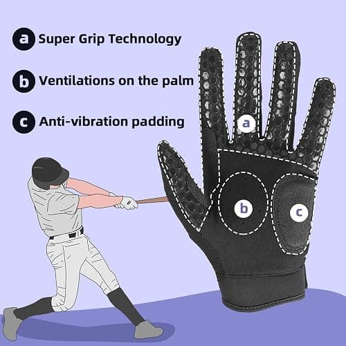 Seibertron B-A-R PRO 2.0 Signature Baseball + Softball + Teeball Batting Gloves Super Grip Finger Multiple 11 Sizes + 5 Colors Available Fit Adult Youth Kids Boys Girls Mens Women thumbnail 3