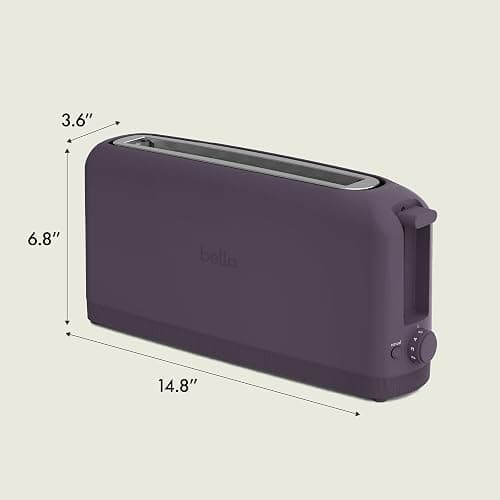 bella 2 Slice Slim Toaster, Fits-anywhere™ Kitchenware, 6 Setting Shade Control with Reheat & Cancel Buttons, Fits sourdough, 10” Long Slot, Anti Jam & Auto Shutoff, 900 Watt, Plum thumbnail 2