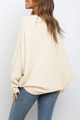 Mafulus Womens Oversized Sweater Fall Winter Slouchy Pullover Jumper Tops | Crewneck,Batwing Sweaters Puff Long Sleeve,Cable,Ladies,Chunky,Knit,Tunic,Warm,Soft Sweaters thumbnail 3