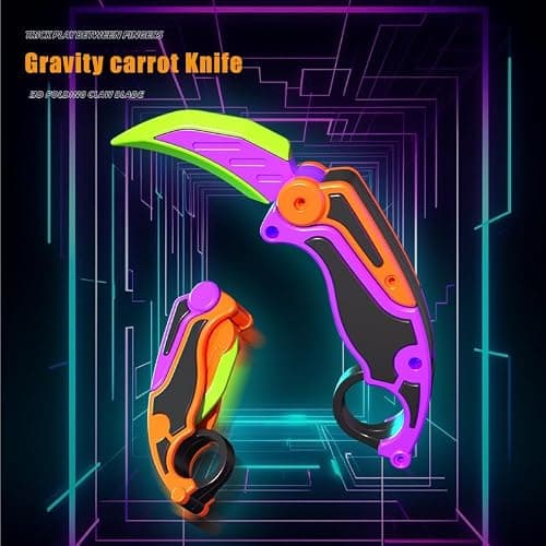 PETBSNVB 2pcs Fidget Claw Knife, 3D Gravity Knife Toy, 3D Gravity Plastic, Switchblade, Printed, Printing Knife, Carrot Knife,Sensory Knife Fidget Toys for Kids & Adults, Anxiety Stress Relief Toy thumbnail 3