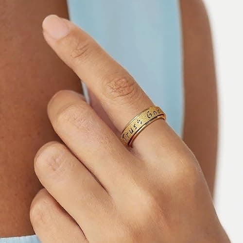 AmorArtSky Trust God Fidget Spinner Ring for Women & Men - Anxiety Relief 18K Gold Plated Stainless Steel, Hypoallergenic Fidget Gift for Her,Size 6/7/8/9/10 thumbnail 3
