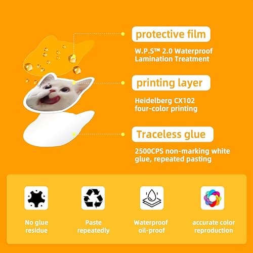 100 Pcs Cute Cat Stickers for Kids, Waterproof for Kids,Vinyl for Water Bottle,Laptop,Phone,Skateboard Stickers for KidsTeens Girls and Boys thumbnail 6