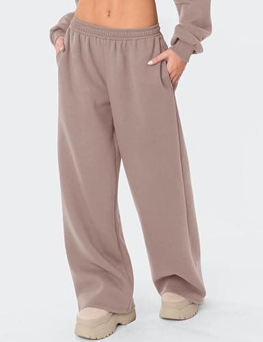LOMON Wide Leg Sweatpants Women Fleece Sweat Pants Fall Clothes 2025 Teen Girl Baggy Jogger Sweatpant with Pockets thumbnail 2