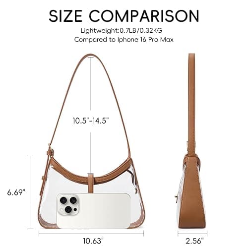 CLUCI Clear Bag for Stadium Events, Small Transparent Purse for Women | Concert, Mini, Crescent, Y2K, Adjustable Strap, Going out, Everyday Use, Cute, Zipper, Hobo Bag, Handbag thumbnail 3