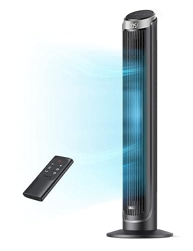 Dreo Tower Fan for Bedroom, 90° Oscillating Fans that Blow Cold Air, 5 Speeds, 4 Modes with 26ft/s Velocity, 12H & 28dB Quiet Timer, Remote, Touch, 40" Standing Floor Fan for Home Office, Black - Image 1