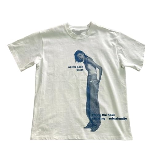 Goth Vintage Rapper T Shirt Men Oversized Graphic Tee Y2k Emo Grunge Shirts Streetwear - White Grey - Medium - Image 1