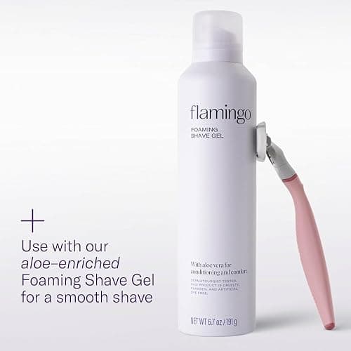 Flamingo Shaving Razor Set for Women - Original Razor Handle, 4 Blade Refills, and Shower Holder - Rose thumbnail 3