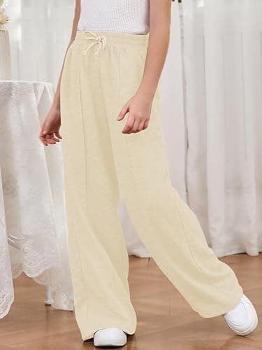 COZYEASE Girl's Wide Leg Sweatpants High Elastic Waist Straight Leg Baggy Jogger Pants with Pocket thumbnail 6