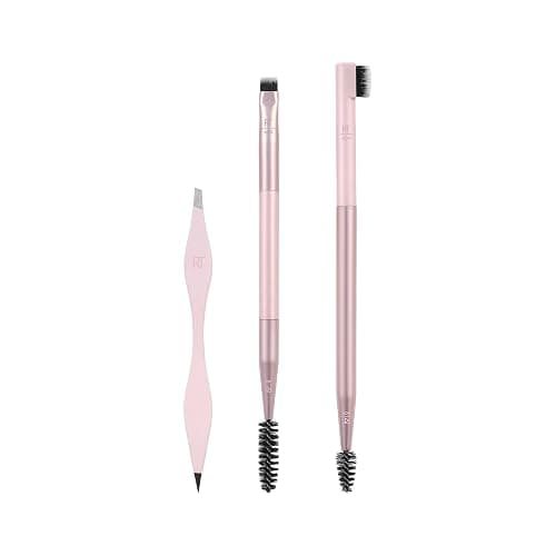 Real Techniques Brow Shaping Set, Spoolie, Tweezers & Brow Brushes | Full, fluffy brows with a brow spoolie and eyebrow tweezers set, dual-ended tools and precision tweezers - Image 1