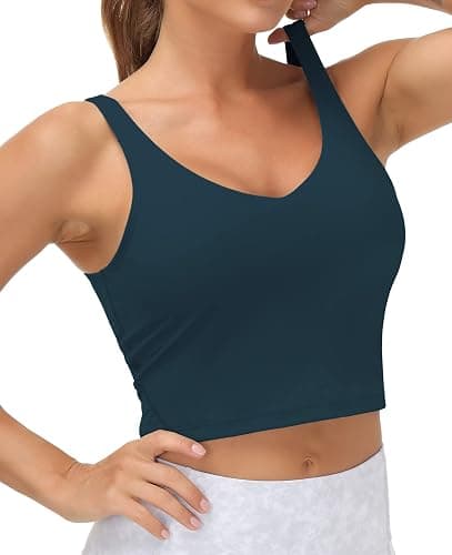 THE GYM PEOPLE Womens' Sports Bra Longline Wirefree Padded with Medium Support thumbnail 2