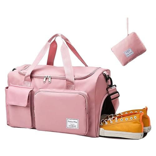 Aedcbaide Travel Bag,Gym Bag Womens,Duffle Bag with Shoe Compartment,Lightweight Foldable Weekend Bags for Women,Dry and Wet Overnight Bags for Women,Sports Bag for Woman Man(Pink) - Image 1
