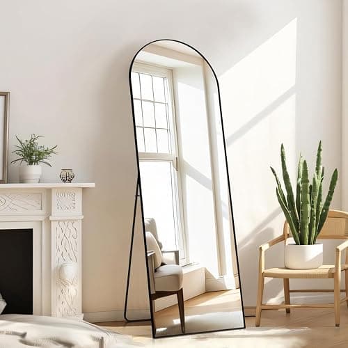 Arched Mirror Full Length, Upgraded 16"x59" Body Wall Mirrors with Shatter-Proof Glass, Floor Standing, Hanging or Leaning, Tall Arch Mirror with Stand Aluminum Alloy Frame for Bedroom Cloakroom thumbnail 4