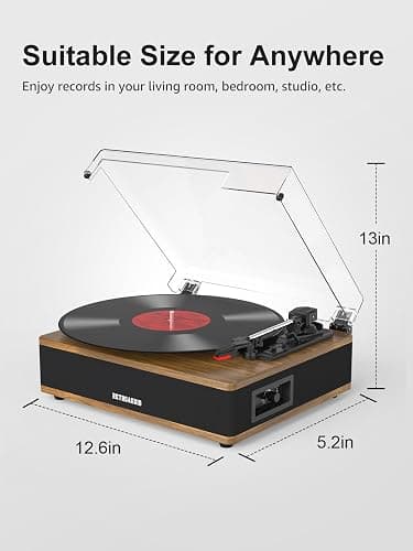 Vinyl Record Player Bluetooth Turntable with Built in Stereo Speakers Belt Drive 3 Speeds Turntables for Vinyl Records Support RCA Output, Aux in, Auto Stop Walnut Wood thumbnail 6