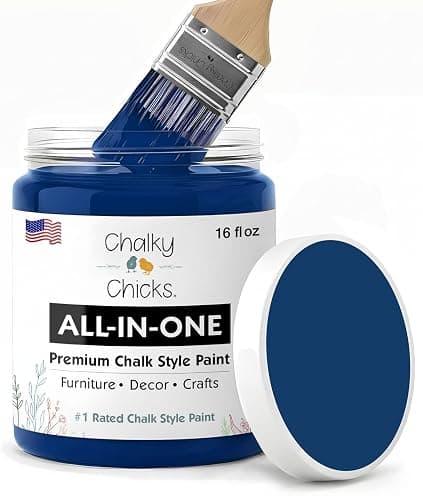 Chalky Chicks 16 Fl Oz Matte DC Blue Navy Blue Chalk Paint for Furniture Without Sanding - No Prep Furniture Paint No Sanding All in One for Crafts, Wood, Cabinet, Walls, Metal, Dresser, Farmhouse - Image 1