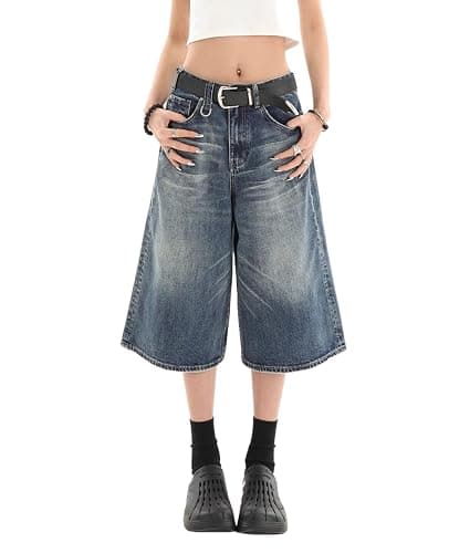 Cropped Y2k Baggy Jean Shorts Jorts Y2k Hip Hop Shorts Skater Jeans Grunge Jorts Aesthetic Pants - Image 1