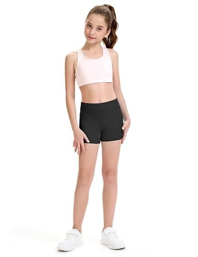 HASMES 3 Pack Girls Athletic Shorts Biker Dance Gymnastics Spandex Yoga Running Shorts for Kids 5-14 Years thumbnail 5