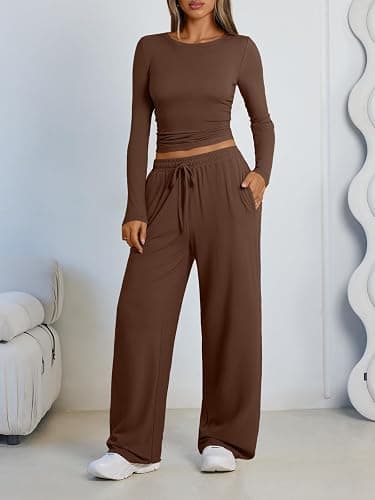 LILLUSORY 2 Piece Lounge Sets for Women 2026 Fall Fashion Outfits Sweat Set | Airport Travel Outfits, Athleisure Workout Set SweatSuits, Winter Fall Clothes, Two Piece Activewear Matching Loungewear Set thumbnail 2
