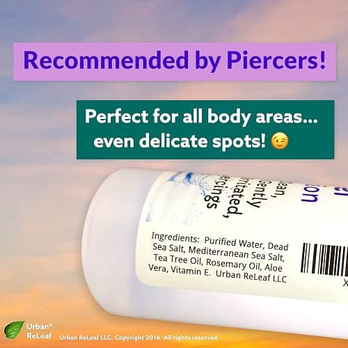 Urban ReLeaf PIERCING RELIEF Solution ! Safely Clean, Soothe & Gently Calm New, Irritated and Bumpy Piercings. 100% Natural Sea Salt, Tea Tree, Rosemary thumbnail 4