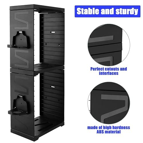 SIKEMAY Game Storage Tower for PS5/PS4/Xbox Series S & X - Universal Video Game Disc Organizer with 24 PCS Holders, 4 Controller Slots & Stand Rack Accessories - Black thumbnail 3