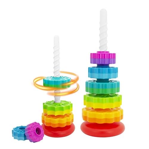 BYFWH Baby Spin Stack Toy, Premium Stacking Toys for Kids, Spinning Stacking Toy for Babies and Toddlers, Educational Toddler Learning Toy,Autism Spin Stack Toys,Rainbow Spinning Wheel Toys - Image 1
