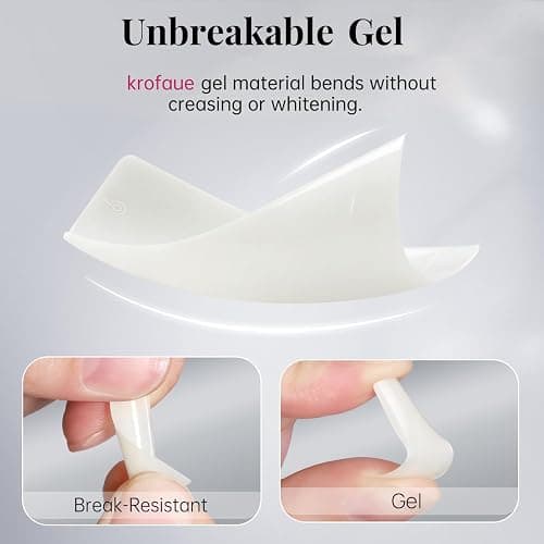 Krofaue 500PCS flexible gel French Half Cover Acrylic Nail Tips Manicure | 10 sizes, flexible, French style, crystal-clear, easy to trim, for salon and home DIY, includes box thumbnail 4