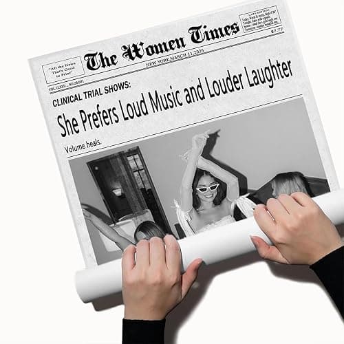 Vintage Newspaper Wall Art Black and White Feminist Canvas Posters Loud Music Laughter Quote Print for Trendy Preppy Party Room Closet Bedroom Empowerment Wall Decor 11x14in Unframed thumbnail 3