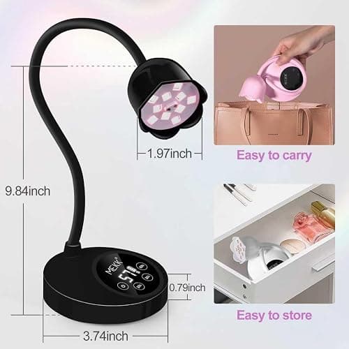 MEKK Gooseneck UV Nail Lamp Cordless Mini UV Light for Gel Nails with Auto Sensor,Professional Flash Cure Lamp 30W Single Nails Light with Three Timers (10s/30s/60s) Salon & Home DIY Use-Black thumbnail 8