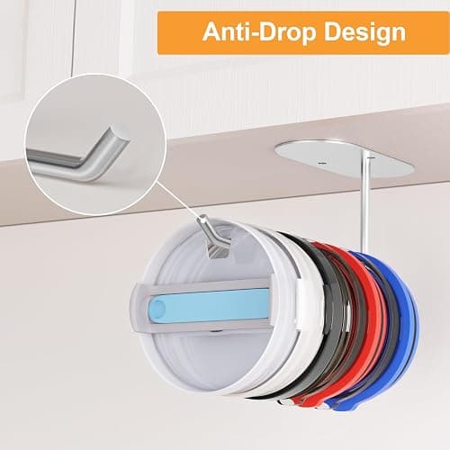 Keepamor 2 Pack Tumbler Lid Organizer, Space Saving Cup Lid Organizer for Yeti/Stanley/Simple Modern Tumbler Lids, Self-Adhesive or Drilling Tumbler Lid Hook for Kitchen Organizers and Storage thumbnail 4