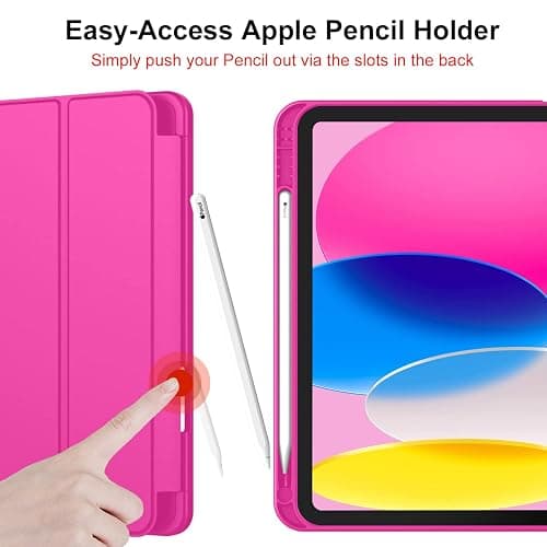 iMieet iPad (A16) Case 11th Gen/iPad 10th Generation Case [11-Inch 2025/10.9 Inch 2022] with Pencil Holder, Trifold Stand Smart Cover with Soft TPU Back,Auto Wake/Sleep(Rose Red) thumbnail 5