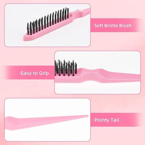 6pcs Hair Styling Comb Set with Continuous Spray Bottle 200ml, Rat Tail Comb Edge Control Hair Brush for Back Brushing, Combing, Braiding, Slicking for Women(pink) thumbnail 5