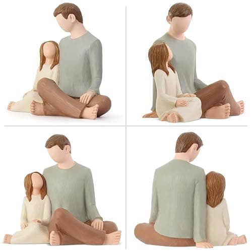 Hensonever Father and Daughter Figurines, Dad Daughter Statues, Sculpted Hand-Painted Figures Gifts for Father’s Day Anniversary Birthday thumbnail 7