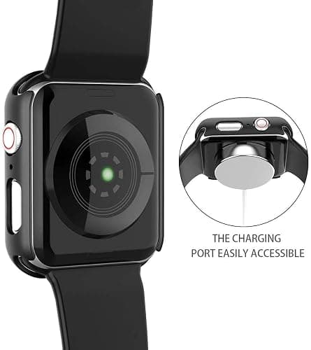 Misxi 2 Pack Hard PC Case with Tempered Glass Screen Protector Compatible with Apple Watch SE 3 (2025) SE 2 SE Series 6 Series 5 Series 4 44mm, Black thumbnail 9