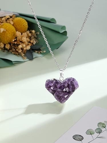Jovivi Natural Amethyst Cluster Crystal Necklace for Women Men,Irregular Raw Rough Amethyst Quartz Stone Pendant Necklace Jewelry for Spiritual Reiki Healing,Beauty, Love and Positive Energy thumbnail 3