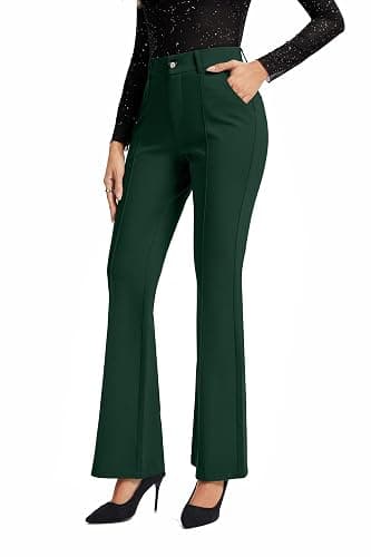 FUNYYZO Dress Work Pants Women's Stretchy Bootcut Leg Button Slacks Trousers with Pockets Casual Outfits thumbnail 5