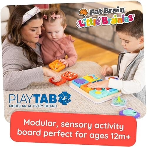 Fat Brain Toys PlayTab Essentials, Modular Sensory Activity Board, Busy Board for Toddlers and Babies Ages 12 Months+ thumbnail 3